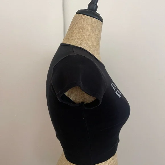 Black Graphic Women's Crop Top - Picture 2 of 7